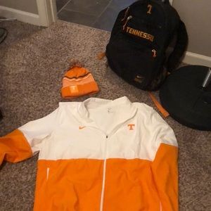 Tennessee gear! XL zip up- $65, XL Hoodie-$60, Beanie-$20, athlete backpack- $75